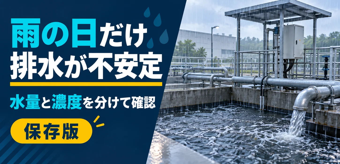 雨の日だけ排水処理が不安定になる理由｜雨水混入と負荷の切り分け サムネイル