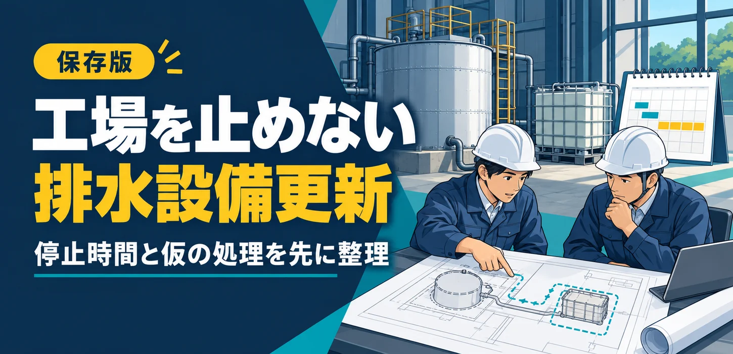 工場を止めずに排水設備を入れ替えたい｜工事前に決める停止時間と仮の処理