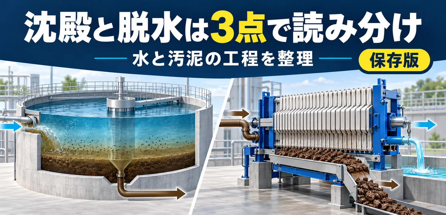 沈殿と脱水は何が違う？排水処理で水と汚泥を分ける工程の読み方 サムネイル