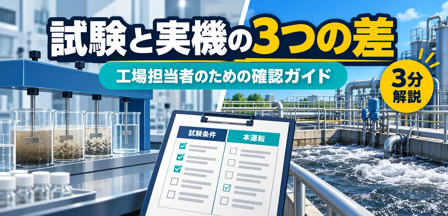処理試験は良かったのに現場で再現できない｜試験条件と本運転を比べる確認表 サムネイル