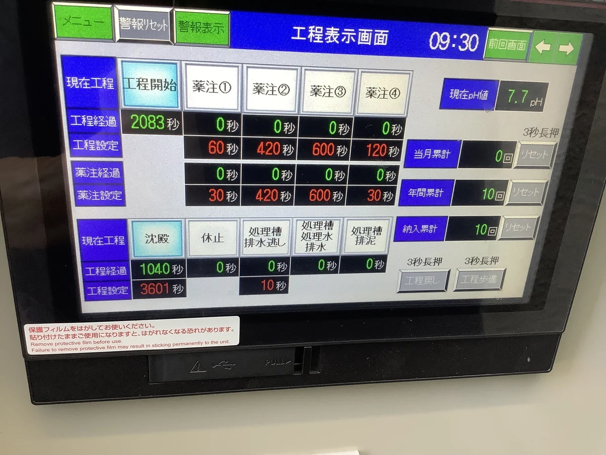 制御盤・監視装置の画面